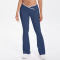 European and american nude feel tight yoga pants - color block crossover high waist wide leg flare leggings - quick dry athletic running fitness pants