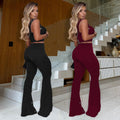 C7451 cross-border   fashion women's elegant sexy top and wide-leg pants two-piece set