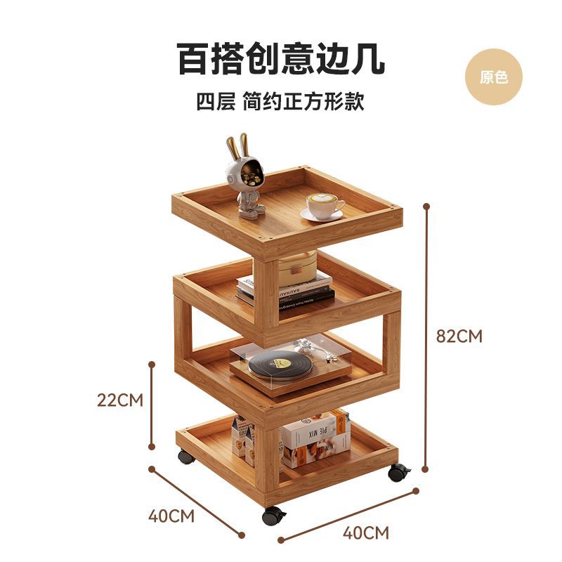 Solid wood bedside table bedside storage rack bedroom coffee table living room for home small new arrival log style ultra-narrow side table