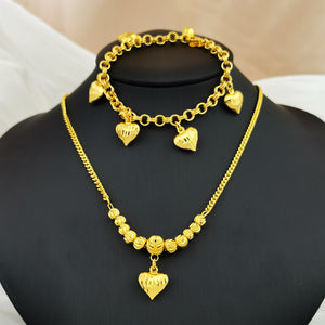 Vietnamese gold sand heart necklace women's fashion heart necklace bracelet wholesale heart necklace bracelet gift set