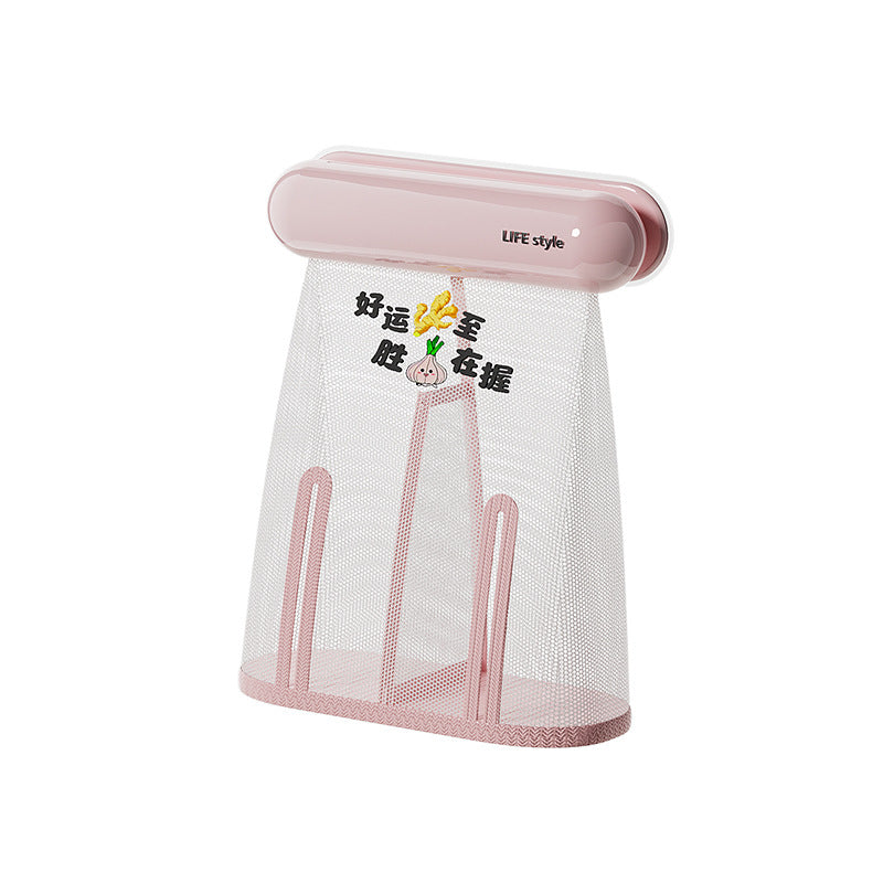 Kitchen wall-mounted ginger, onion and garlic punch-free installation breathable mesh bag ventilation and preservation detachable washable easy-to-clean storage bag