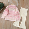 Girls' knitted sweater two-piece set - new autumn/winter  collection - thick, fuzzy, adorable pants set for baby girls