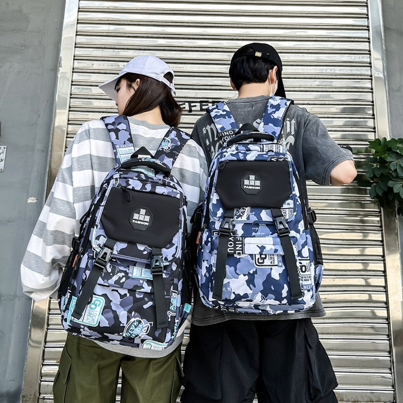 Junior high school student schoolbag female and male large capacity strong and durable backpack college student high school primary school camouflage travel backpack
