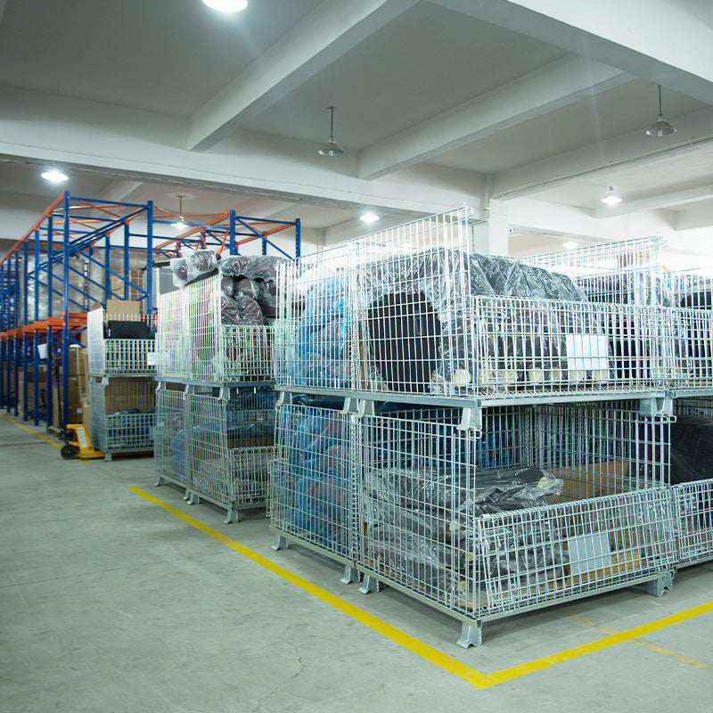 Storage cage Iron frame Movable stacking Nylon wheel Folding storage cage Warehouse sorting car Express cage car Butterfly cage