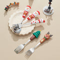 Wholesale christmas high-value stainless steel dessert spoons - cute cartoon creative coffee stirrers - gift tableware set