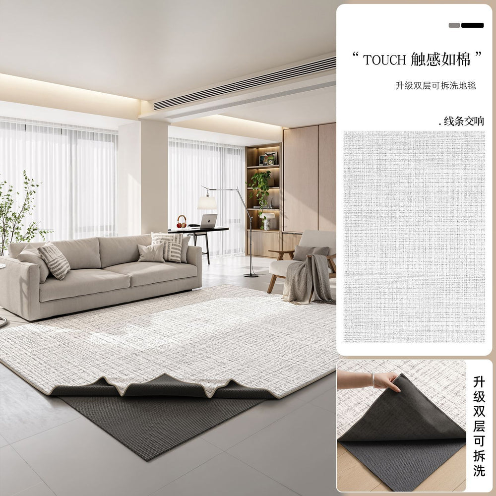 Removable and washable double-layer carpet cream style  new machine washable glue-free carpet floor mat can be wiped over a large area