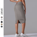 High-waisted, barely-there feel, figure-hugging bodycon skirt. casual, sporty midi skirt with high elasticity and skin-friendly fabric. features a slit and is perfect for yoga or everyday wear