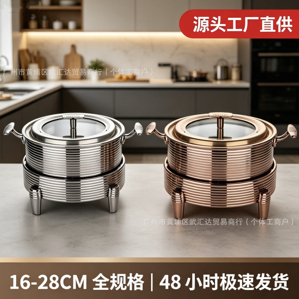 Three-layer steel pot body stew pot set soup pot set fire pot set buffet dry 304 stainless steel soup pot