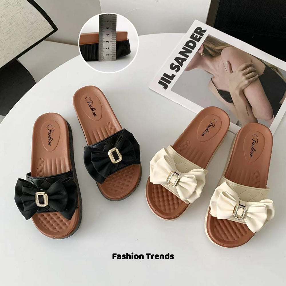 2024 summer new arrival: women's square-toe fashion sandals & slippers - casual, stylish, with bow detail, perfect for outdoor wear