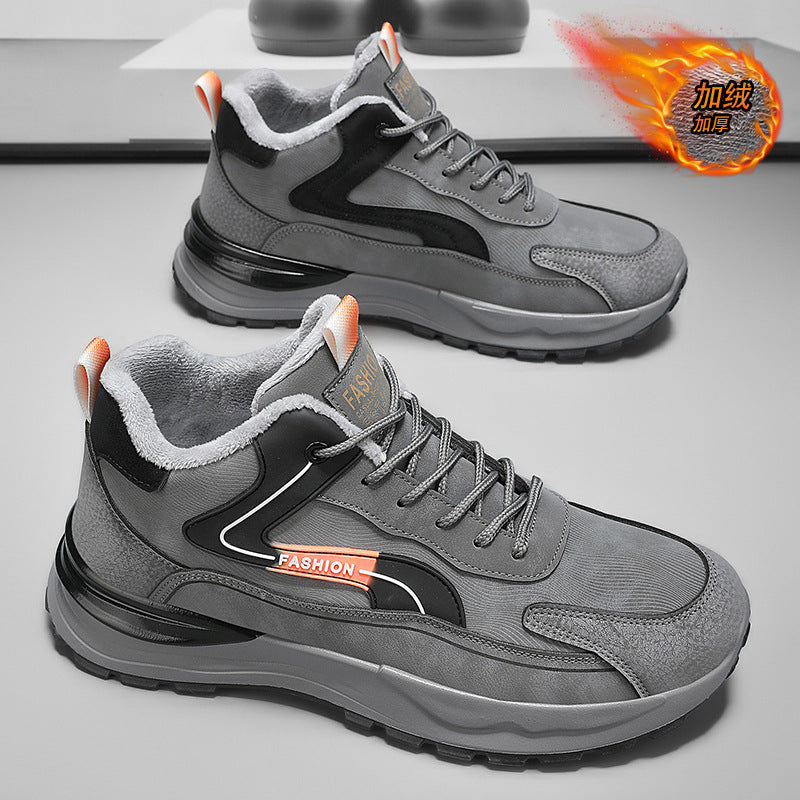 Winter new men's shoes: fleece-lined, warm, double-layer cotton shoes for men - waterproof, slip-resistant, work safety, wear-resistant, thick-soled athletic shoes
