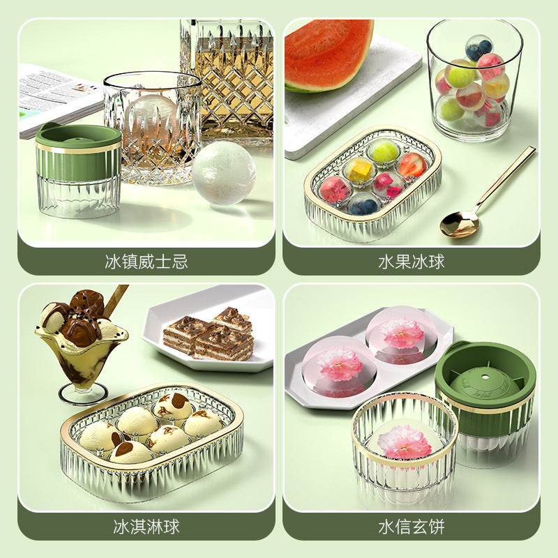 2025 new luxury ice ball maker - whiskey ice ball mold, round large ice ball mold, food-grade 6-ball ice cube tray set for home use