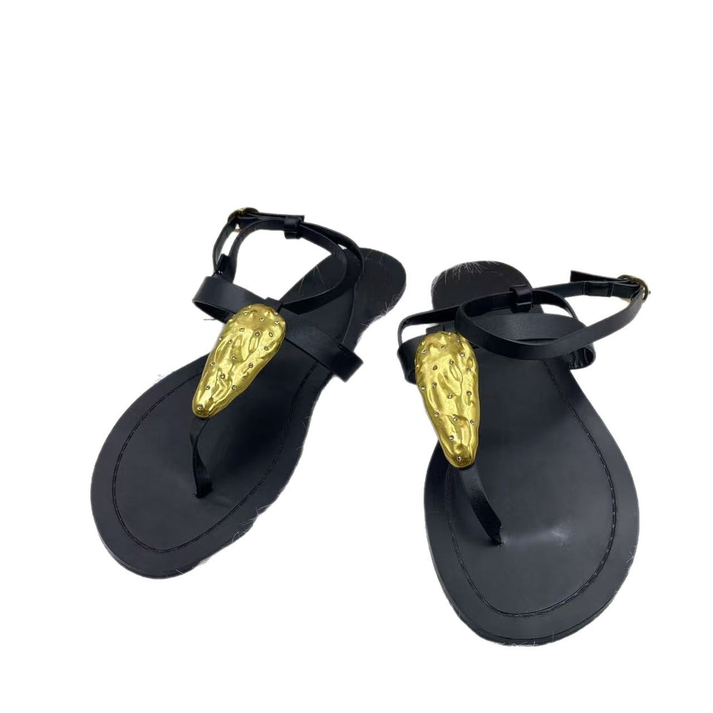 2025 new european and american summer fashion flip-flops women's flat casual roman sandals