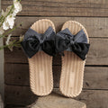 Bow-tie slides women's outdoor beach sandals 2024 summer new fashion plaid non-slip soft sole thong sandals