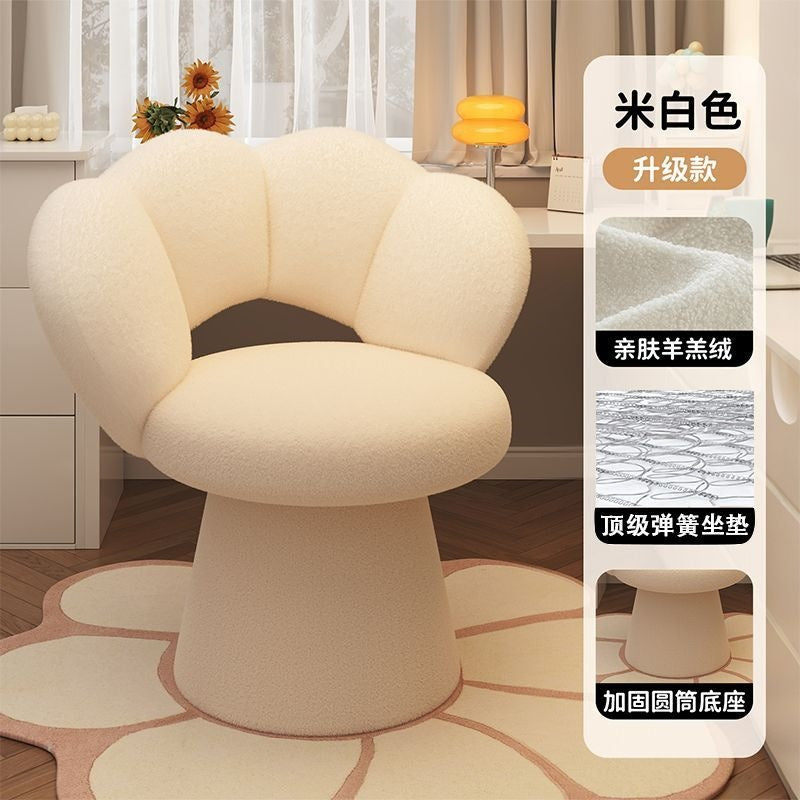 Luxury makeup vanity chair for women - high-end bedroom vanity stool with backrest, rotating nail art chair for home use