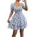 listing: new  original women's elegant floral print ruffle hem dress