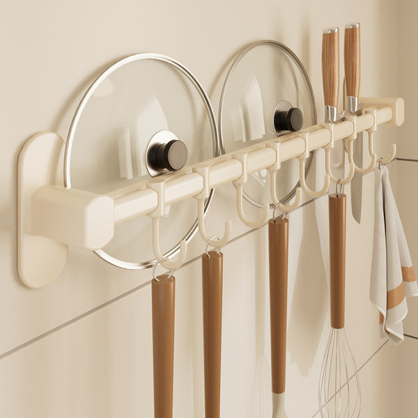 Kitchen hook rack, no punching, a row of hanging rods, storage rack, spatula, spoon storage rack, multi-functional wall-mounted tool holder