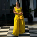 European and american cross-border women's clothing  summer new arrival: casual chic round neck sleeveless top and wide-leg pants set