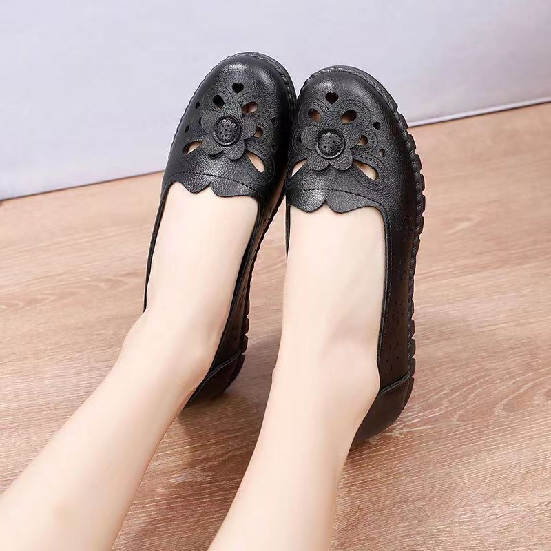 Soft leather soft bottom ladieswear shoes flatsabrasion resistantwaterproofbows work shoes wechat group purchase live broadcast one piece dropshipping