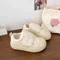 Creamy white chunky sole sneakers - women's adorable & chic autumn new arrivals - unique velcro closure, round toe, bread-shaped shoes, student canvas sneakers