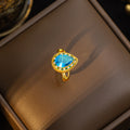 【titanium steel】new blue zircon teardrop luxury necklace and earring set, micro-paved personalized elegant stud earrings and necklace jewelry