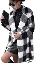 2025 new european and american autumn collection women's lapel long sleeve open front plaid longline loose casual coat