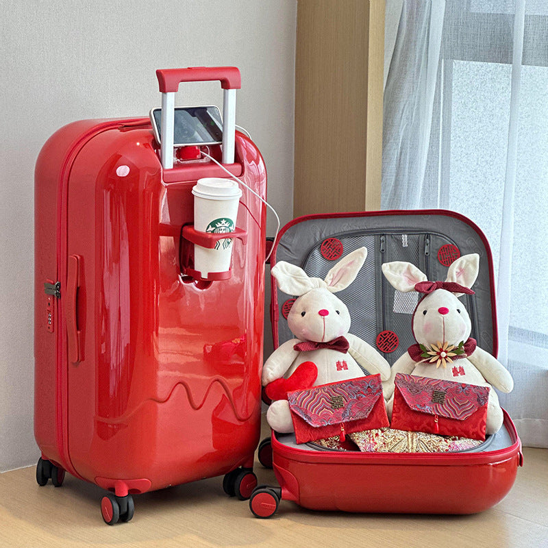 2025 new high-value suitcase wide trolley case mother and child case suitcase set wedding password box 20 inches