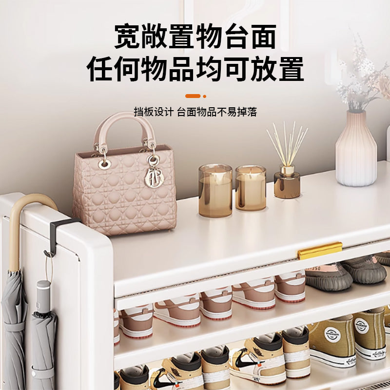 For home steel shoe cabinet door all-in-one cabinet entrance shoe rack large capacity dustproof flip-up door multi-layer storage rack