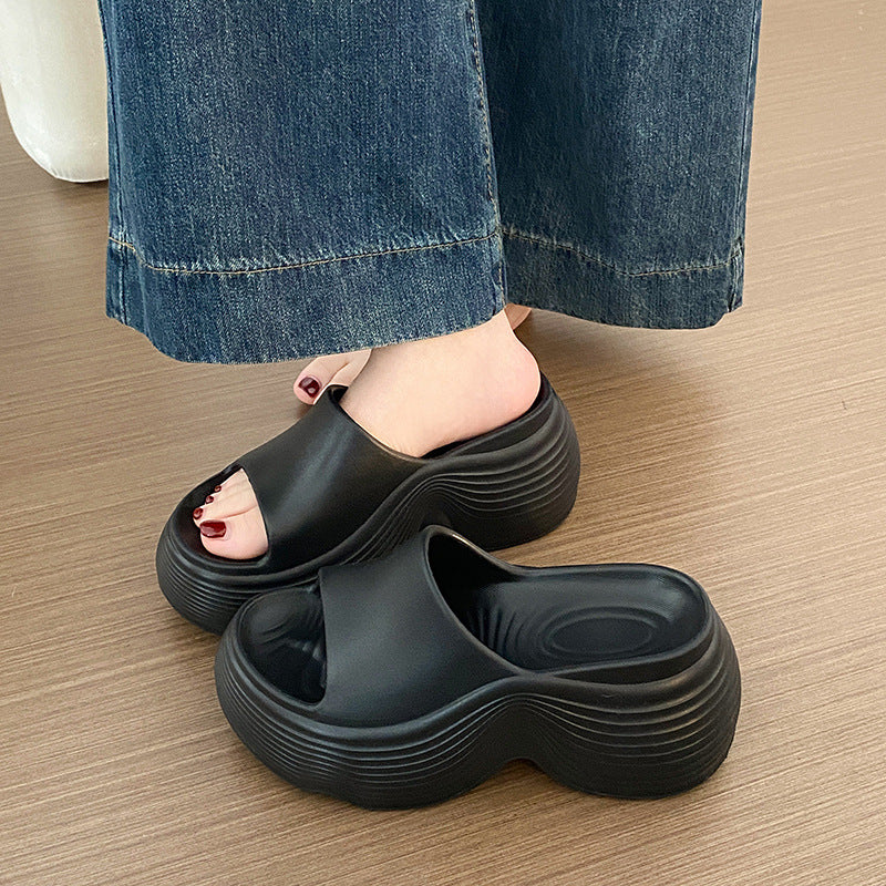 2026 new women's platform slides: eva, non-slip, odor-resistant, cloud-like comfort, summer outdoor fashion, versatile thong sandals