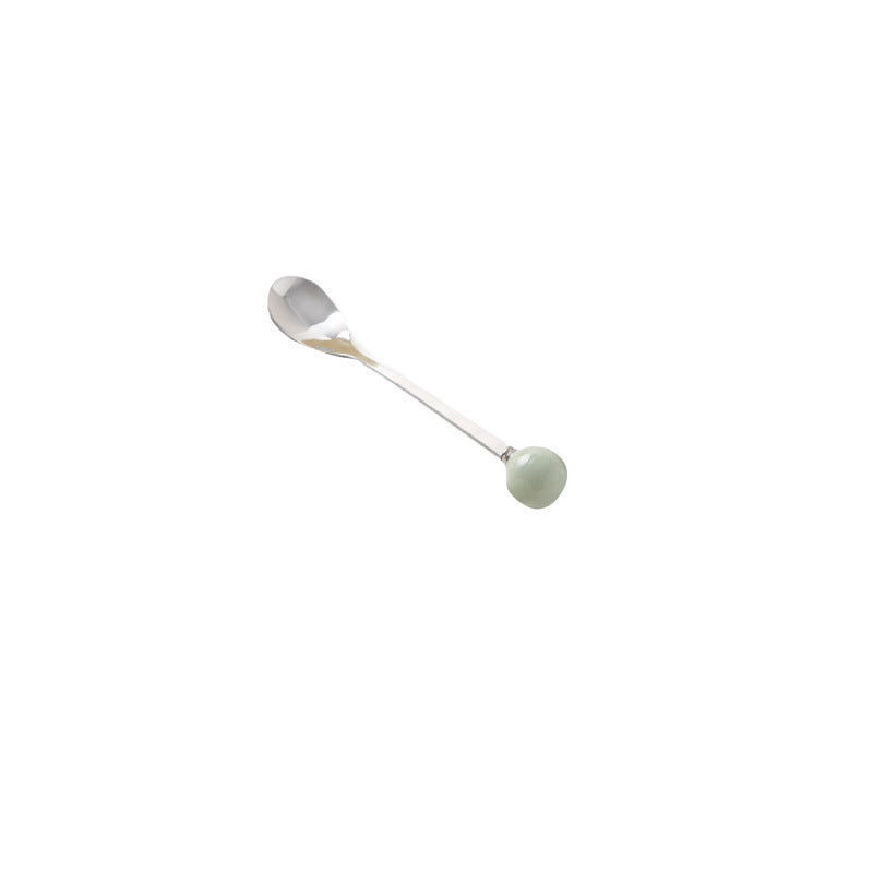 New arrival cream style ceramic fruit fork jar set creative cheese storage jar good-looking ball fruit fork spoon wholesale