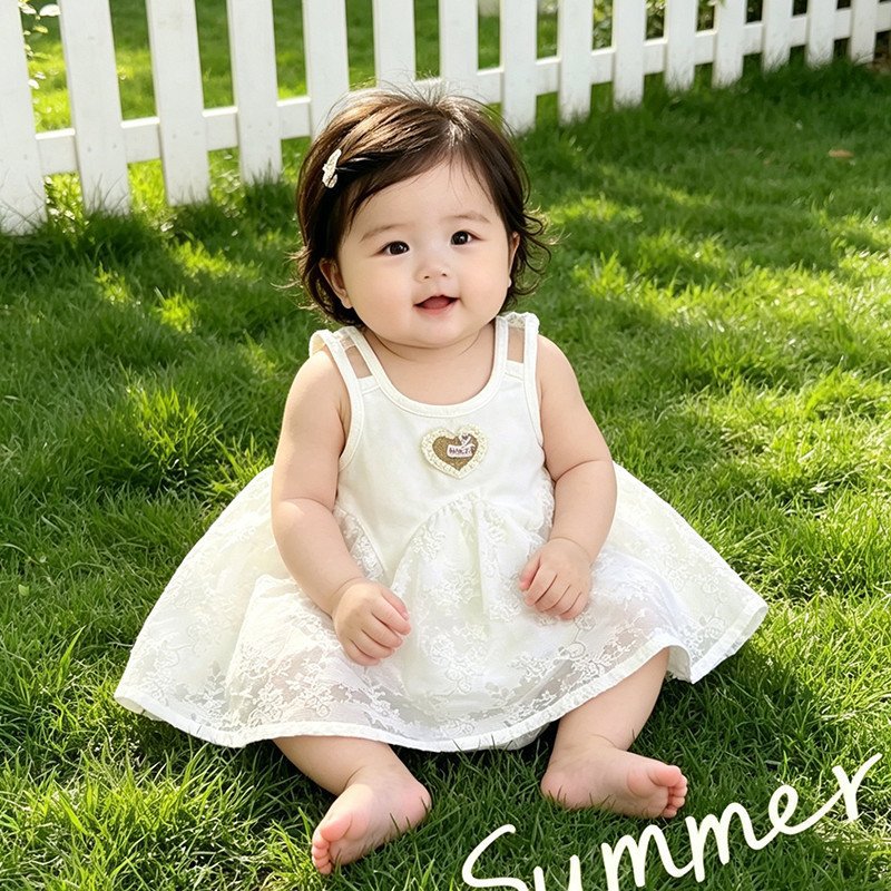 Baby embroidered romper dress - perfect for first birthday celebrations! summer style, trendy baby bodysuit with princess tulle skirt - crawling suit
