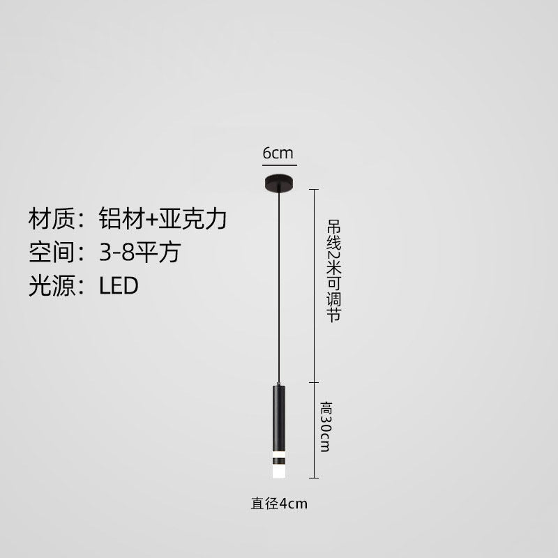 Modern minimalist linear single-head pendant light, italian-inspired light luxury style, suitable for bedrooms, bedside tables, bars, restaurants, and hotels