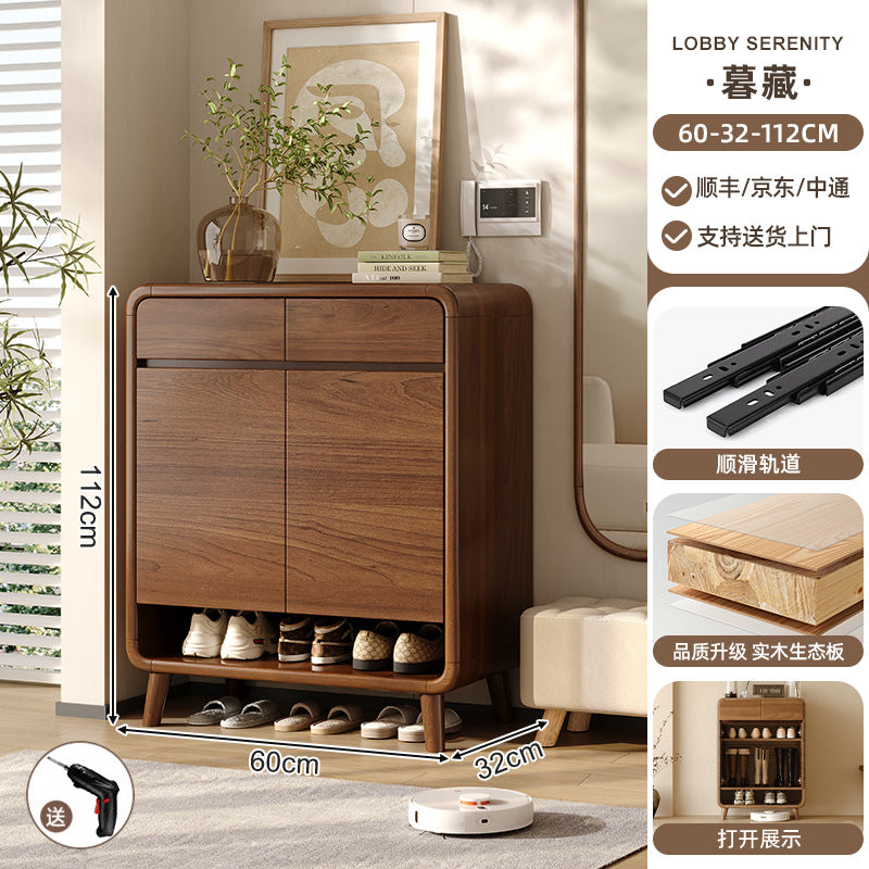 Shoe cabinet household entrance home storage integrated against the wall indoor entrance corridor corridor 2025 explosion solid wood shoe rack