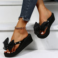 2025 new round-toe flip-flops women's fashion export plus size rhinestone bow minimalist beach sandals