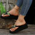 Roman plus size sandals and slippers for women, 2024 summer new arrivals, european and american style rhinestone butterfly thong sandals, foreign trade wedge heel platform sandals