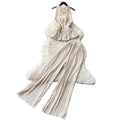 Vacation style halter strap vest high waistloose pantstwo-piece set women's summer silm style atmosphere fashionsuit