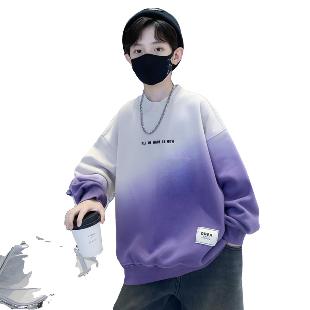 Boys' gradient hoodie - spring/autumn  new style, trendy kids' streetwear, autumn top, boy's base layer, cool & edgy
