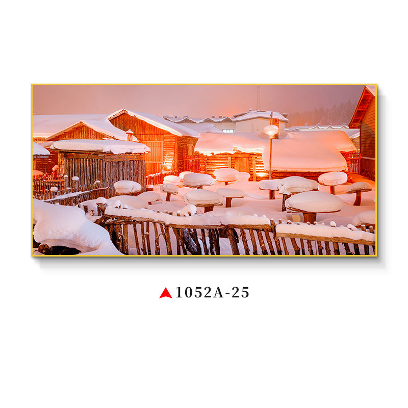 Northeast snow landscape decorative painting rural folk landscape wall painting iron pot stew restaurant farmyard light box hotel hanging painting