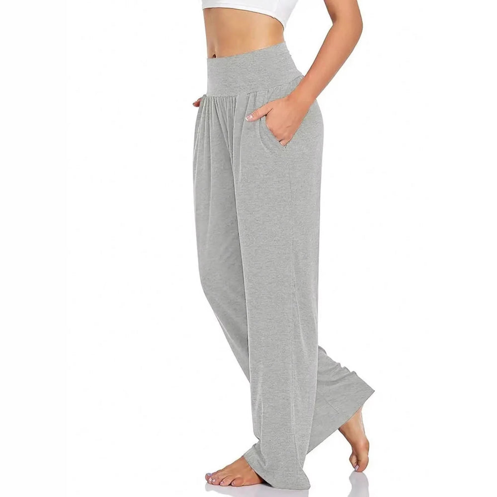 Amazon cross-border fashion two-piece set: wide-leg casual activewear yoga pants with high waist, loose fit, and pockets
