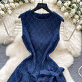 Denim dress women's  summer sense of design niche stylebows straps waist round neck sleeveless vest short skirt