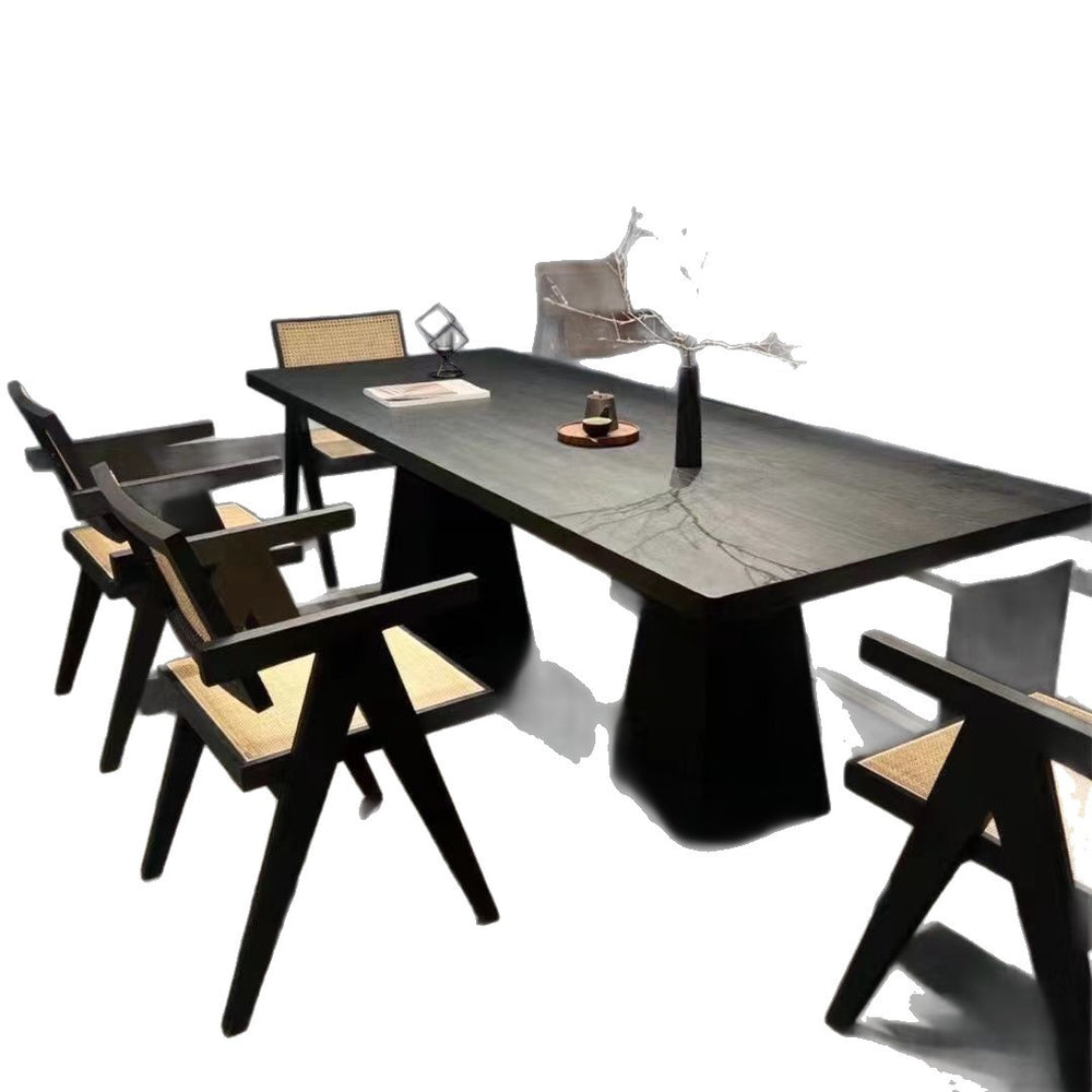 Desk new chinoiserie black solid wood dining table modern ash office desk log large board rectangular office desk