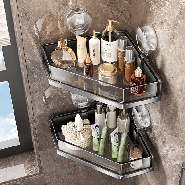 Transparent suction cup, toilet rack, wall-mounted toilet, toilet, non-punching bathroom, triangular storage shelf