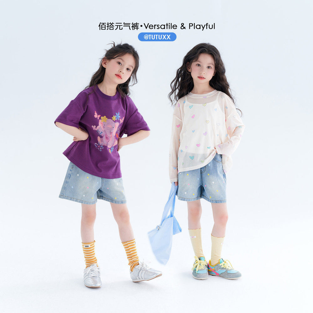Girls' shorts summer  new stylish children's wear little girl summer pants kids summer denim shorts lightweight
