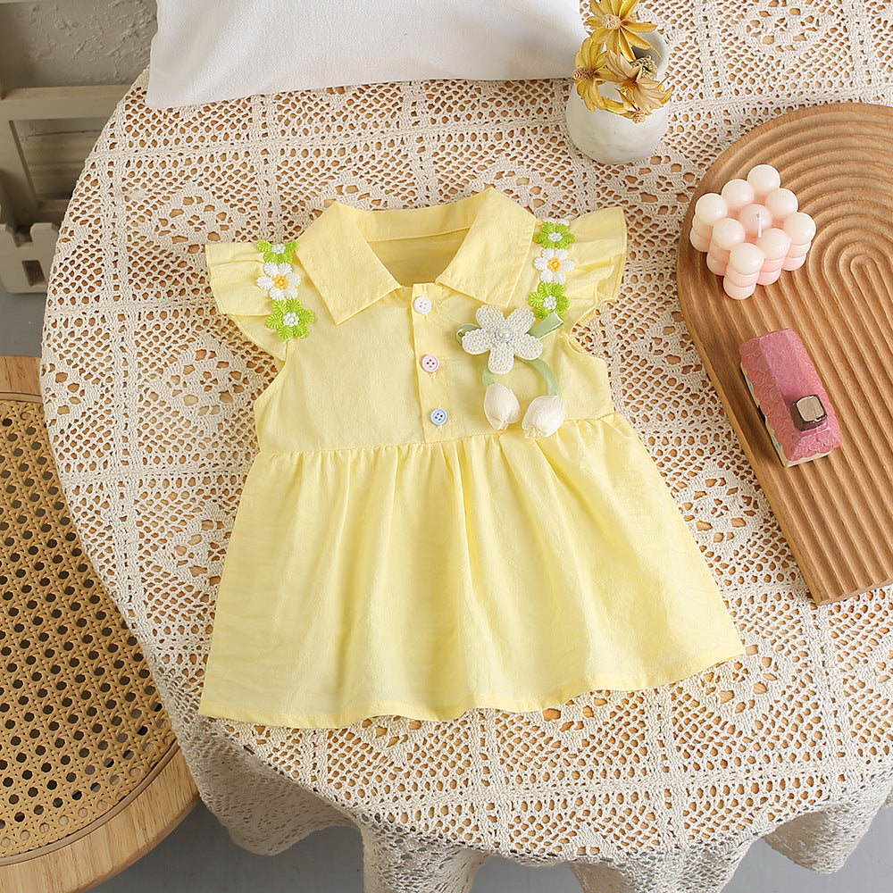 Summer baby summer dress, 100-day style princess skirt, cute clothes, thin baby one-piece hoodie