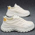 Men's winter work shoes: breathable, wear-resistant, anti-slip, tire tread sole, black athletic style, height increasing, trendy dad shoes