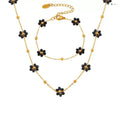 european and american small fresh flower stainless steel bracelet for women niche style design ins style titanium steel necklace set for women