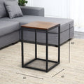 Scandinavian iron art solid wood coffee table small apartment sofa side table casual creative side table dark brown square mother-in-law coffee table