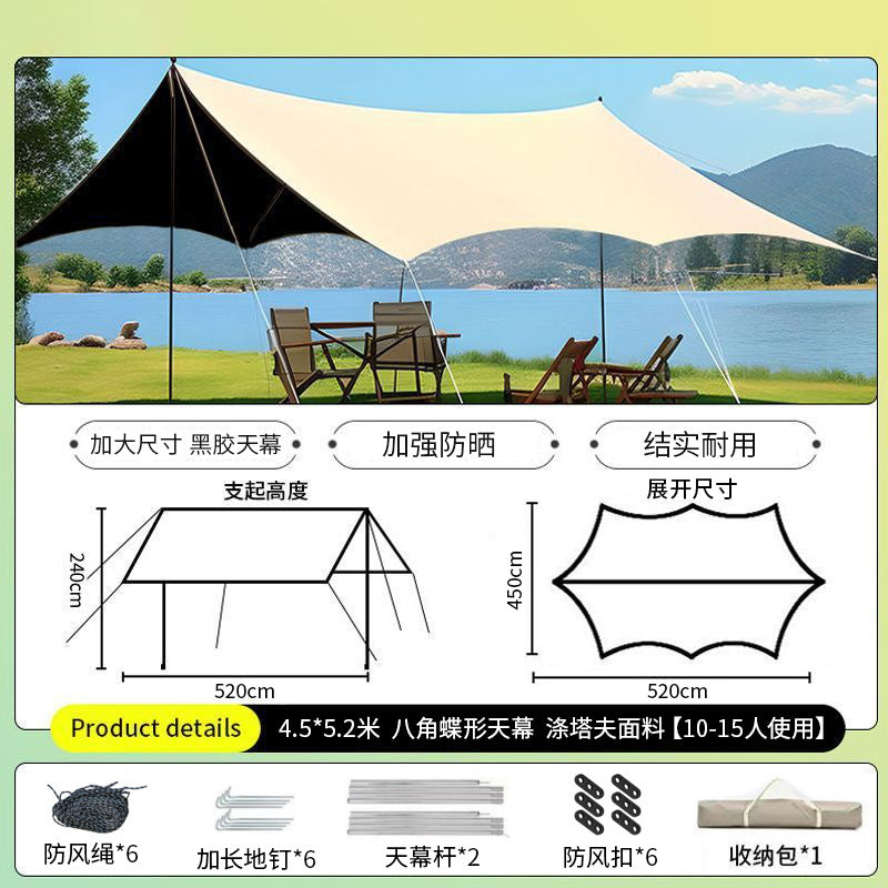Outdoor canopy vinyl thickened and enlarged octagonal camping style tent picnic camp rainproof and sunproof portable awning