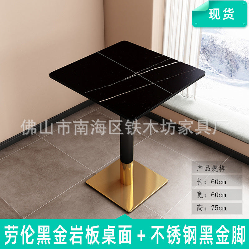 Customized commercial slate dining table simple table bar milk tea fast food restaurant canteen rectangular table apartment negotiation table and chairs