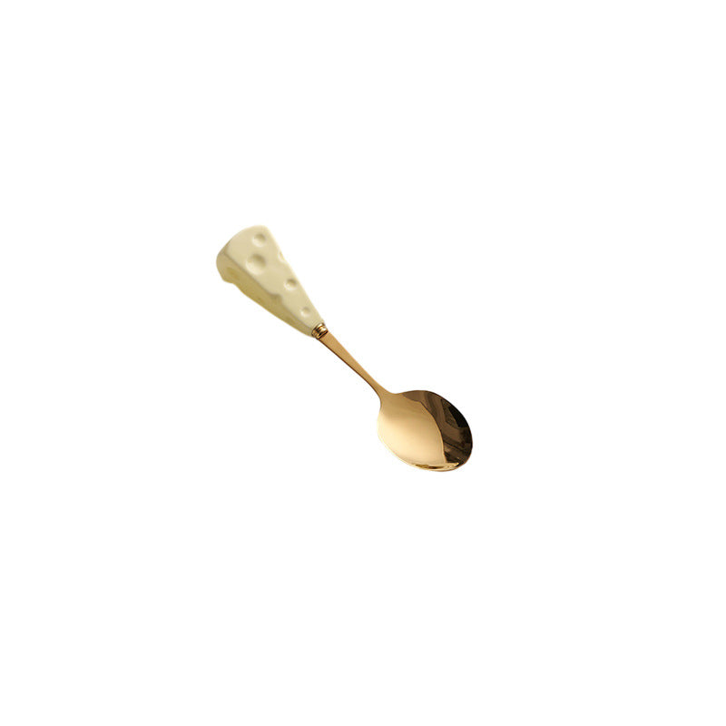 Platform carefully selected creative ceramic cheese handle knife, fork and spoon, high-looking kids stainless steel fork and spoon, western food knife wholesale