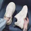 Winter breathable men's shoes 2025 new sports white shoes mesh casual white dad shoes thick sole ins trendy shoes